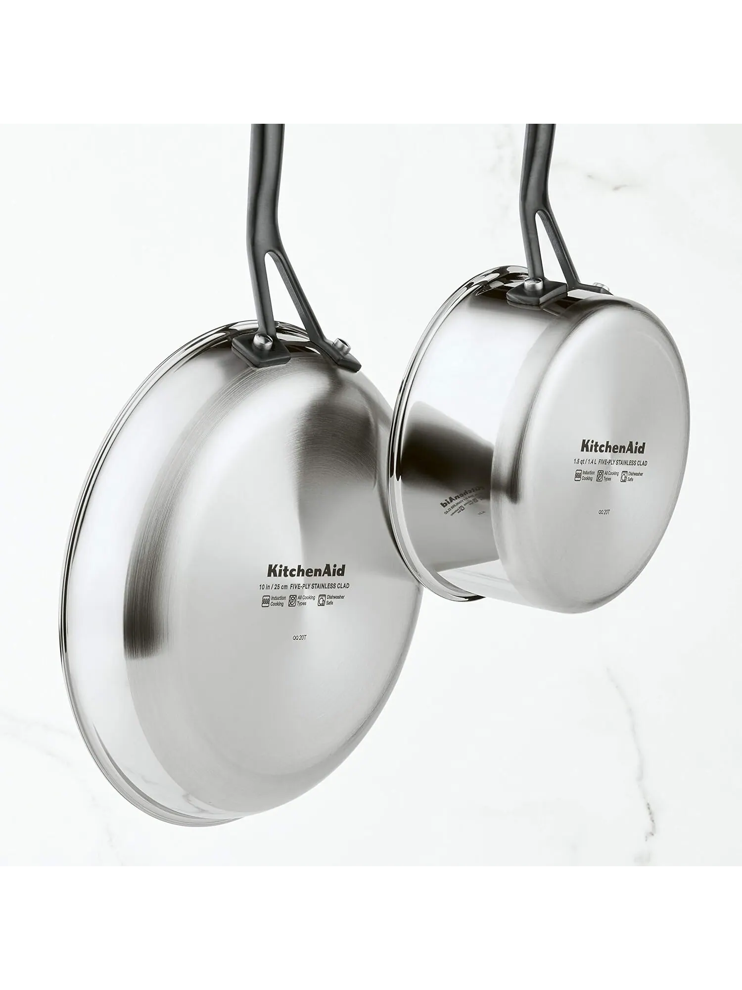 Набор посуды KitchenAid 5-Ply Clad Stainless Steel, 10 предметов, глянцевая сталь — изображение 11 из 13