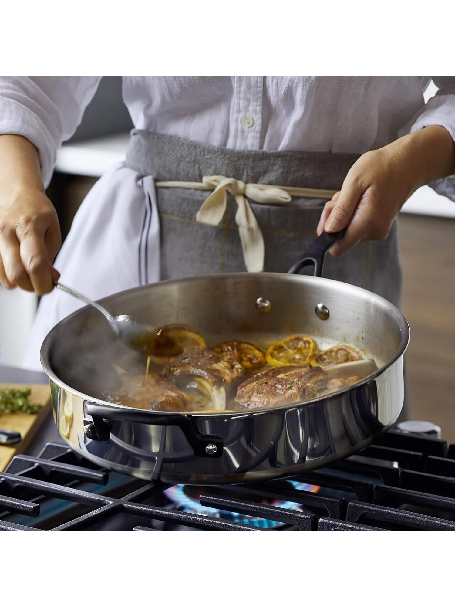 Набор посуды KitchenAid 5-Ply Clad Stainless Steel, 10 предметов, глянцевая сталь — изображение 12 из 13