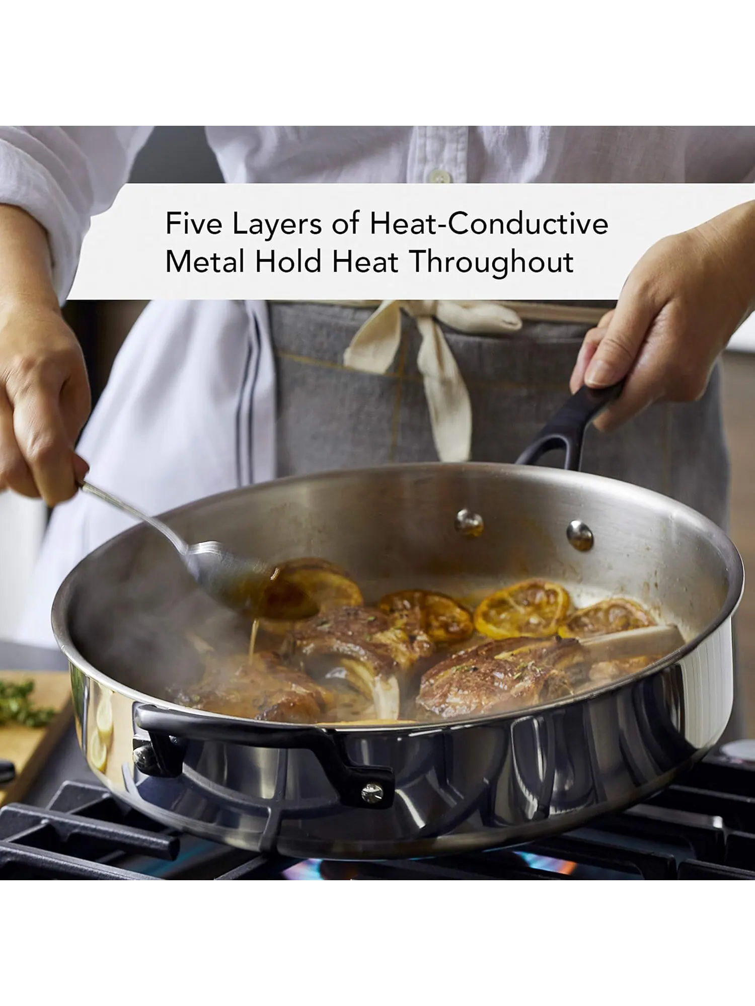 Набор посуды KitchenAid 5-Ply Clad Stainless Steel, 10 предметов, глянцевая сталь — изображение 3 из 13