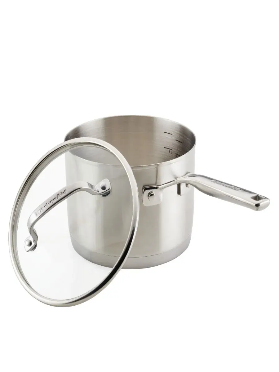 Кастрюля 2,8 л из нержавеющей стали с крышкой KitchenAid, Brushed Stainless Steel — изображение 3 из 9