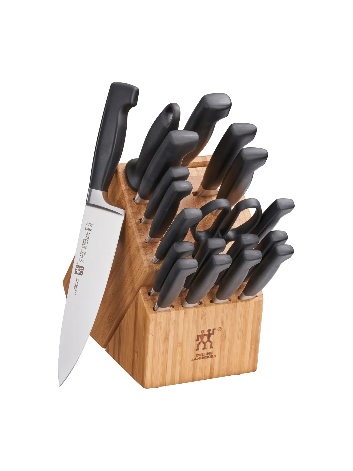 Набор кухонных ножей в блоке Zwilling Four Star, 20 предметов, коричневый/бамбук