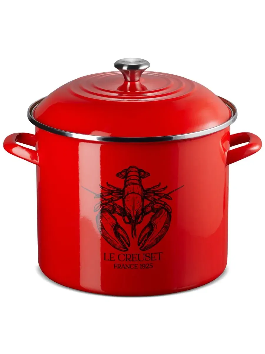 Кастрюля для морепродуктов 18,9 л с крышкой, с эмалированным покрытием, красная Le Creuset, Carmin