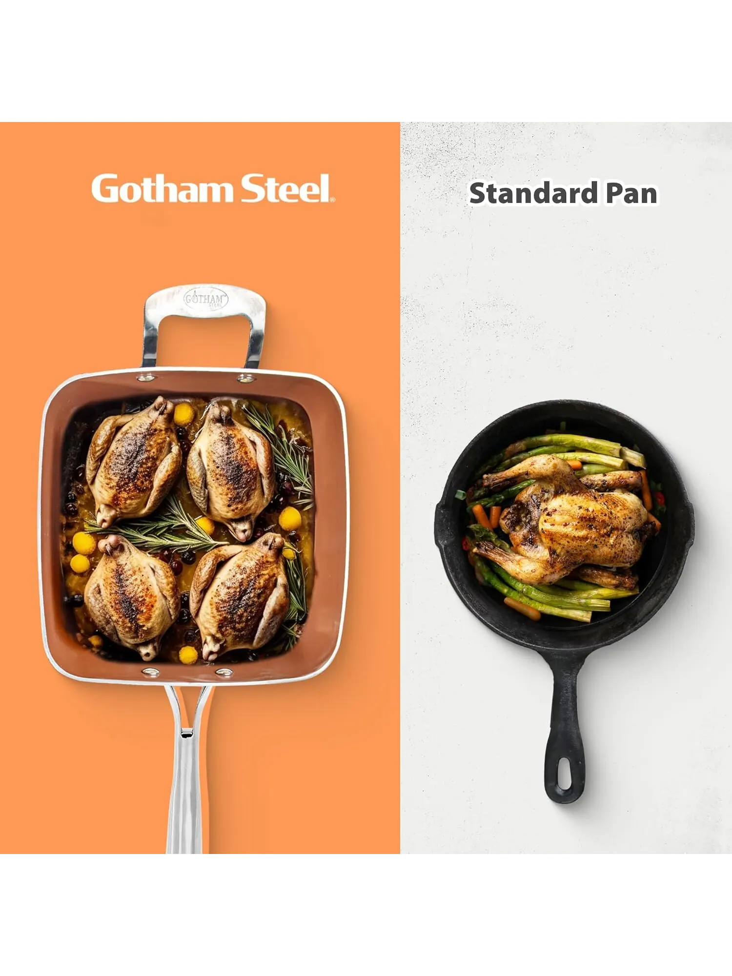 Квадратный сотейник с аксессуарами Gotham Steel Hammered, 24х24 см, 4.25 л, медный — изображение 7 из 7