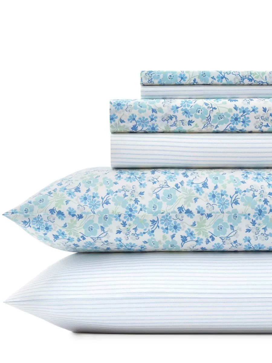 Laura Ashley Комплект постельного белья Jaynie в полоску, 6 предметов, размер King
