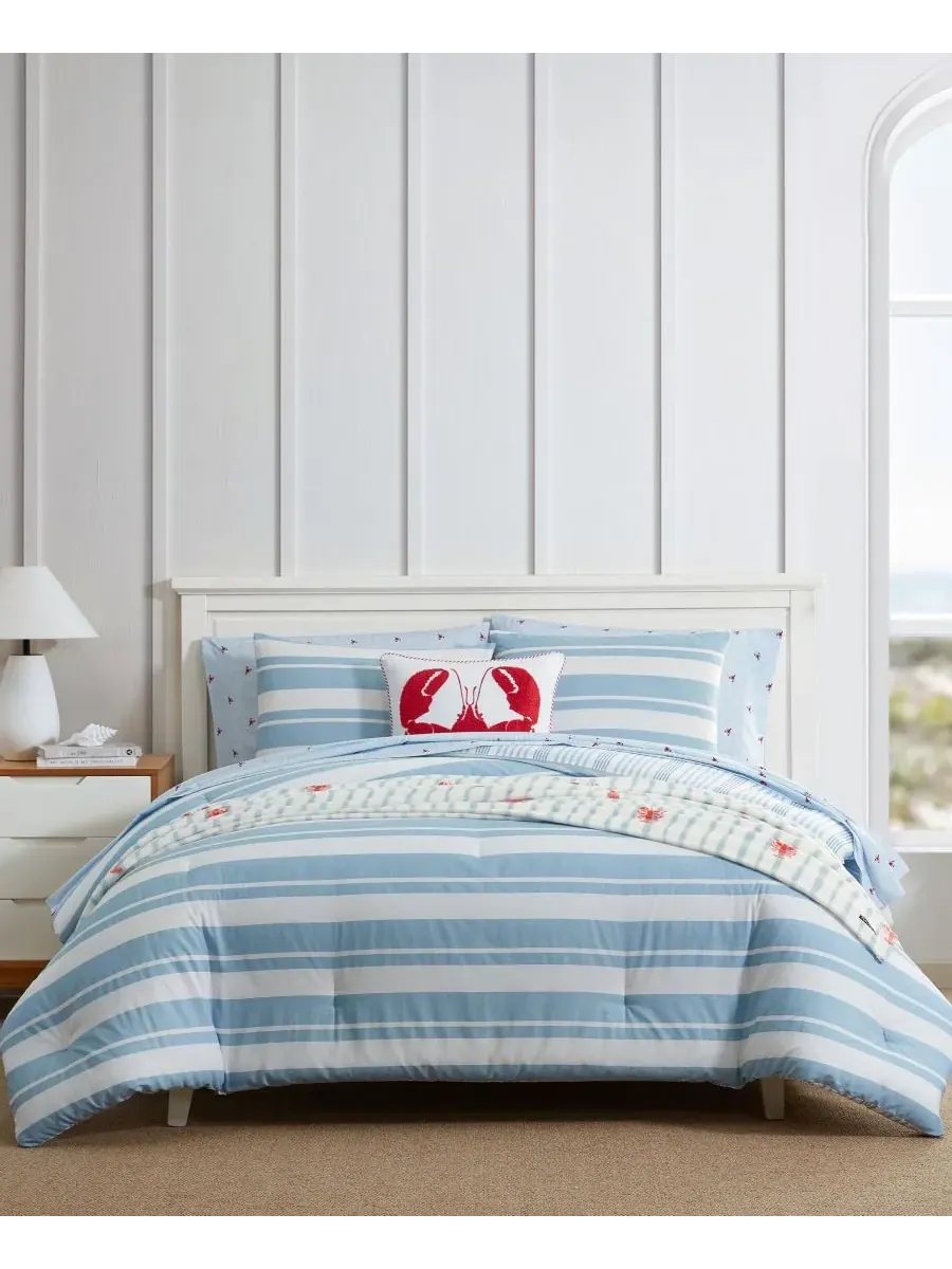Двусторонние хлопковые комплекты постельного белья Riverside Stripe Nautica, Sea Hydrangea, размер