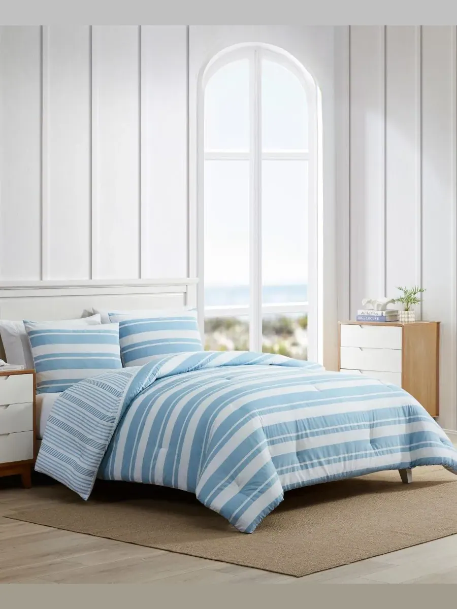 Двусторонние хлопковые комплекты постельного белья Riverside Stripe Nautica, Sea Hydrangea, размер — изображение 6 из 6