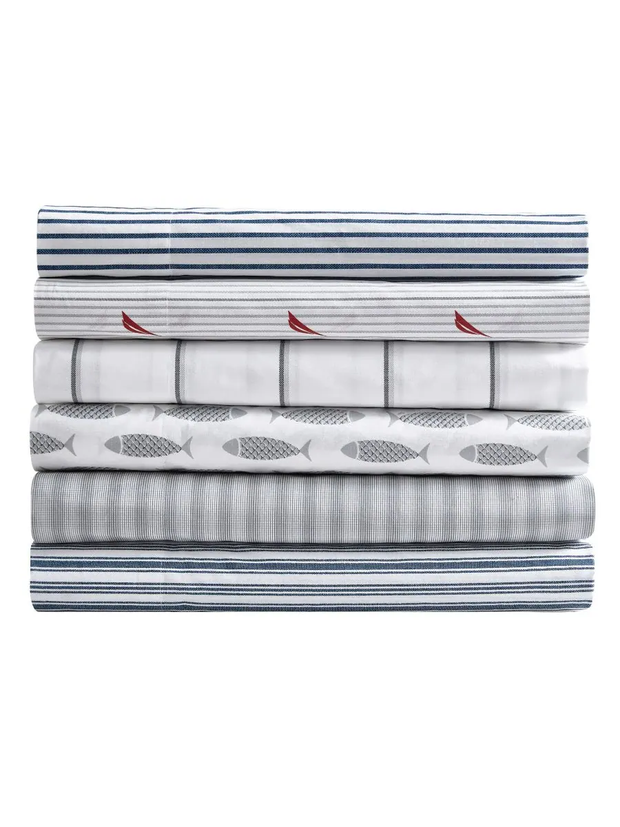 Комплект постельного белья Michael Plaid из хлопкового перкаля, 4 предмета, размер King Nautica — изображение 7 из 8