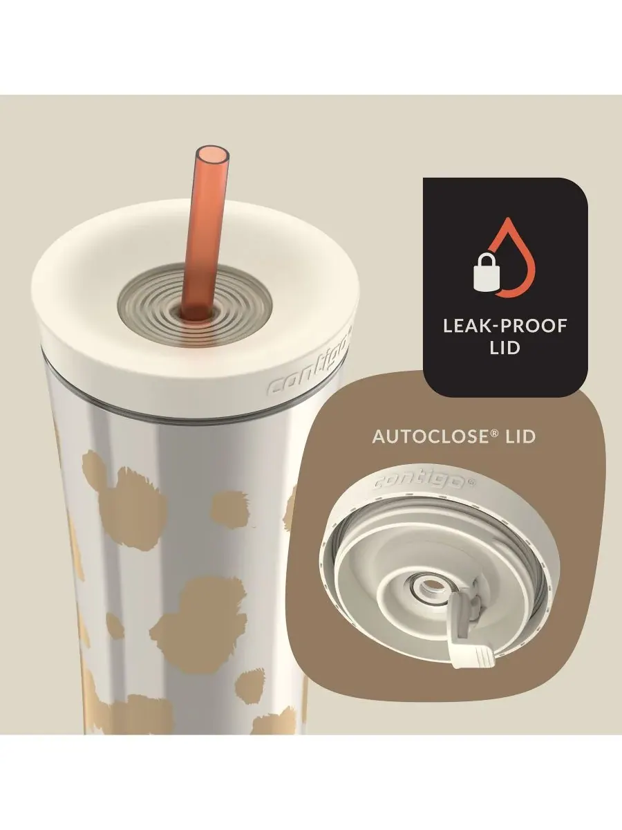 Стакан для коктейля Ally Love Streeterville Shake Go, 0,6 л Contigo, Oatmilk Cowprint — изображение 2 из 7