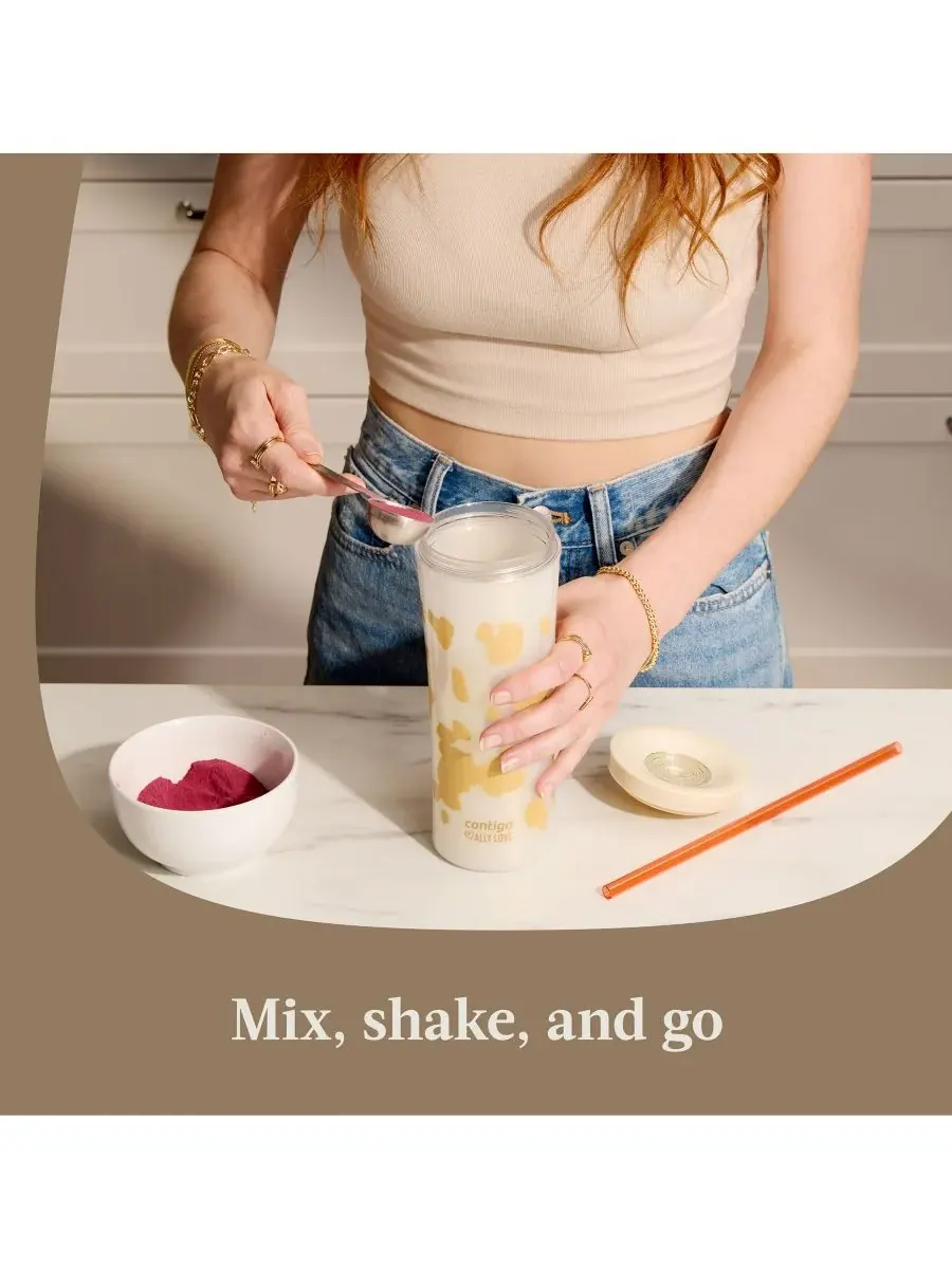 Стакан для коктейля Ally Love Streeterville Shake Go, 0,6 л Contigo, Oatmilk Cowprint — изображение 3 из 7
