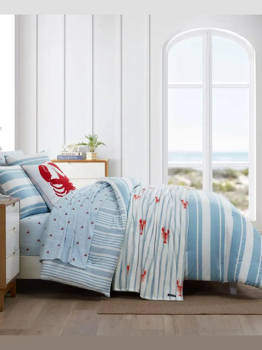Комплект постельного белья Riverside Stripe из хлопка, двусторонний, 3 предмета, размер Full/Queen — изображение 3 из 6