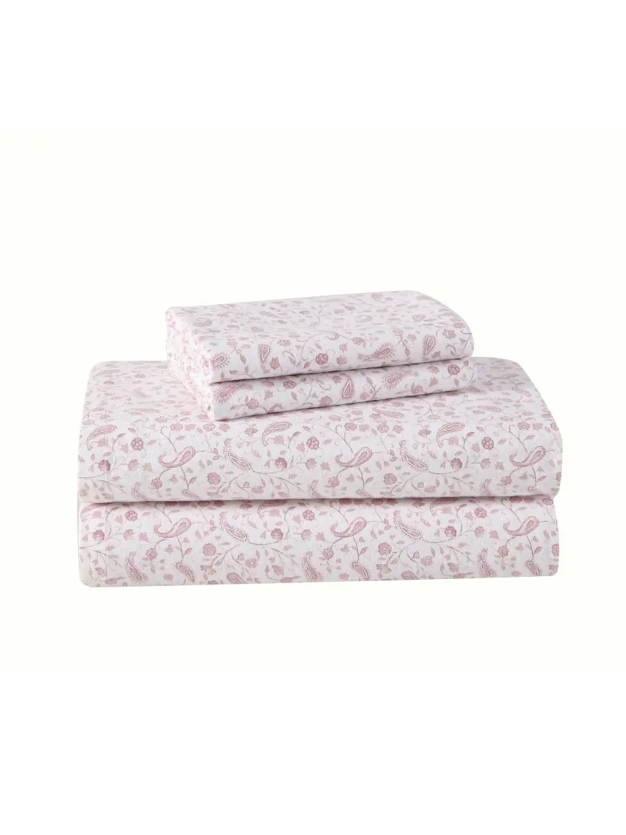 Laura Ashley Комплект постельного белья из хлопковой фланели Paisley Prance, 4 предмета, размер King