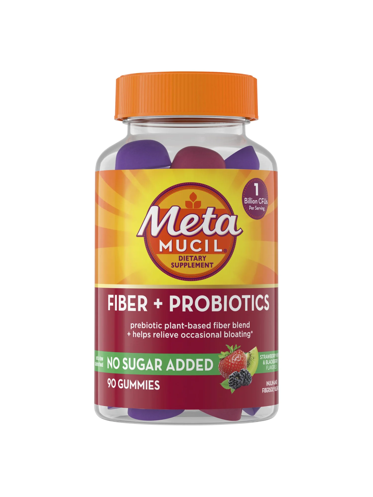Metamucil Fiber пребиотические жевательные мармеладки, клубника-киви (90 шт) — 1