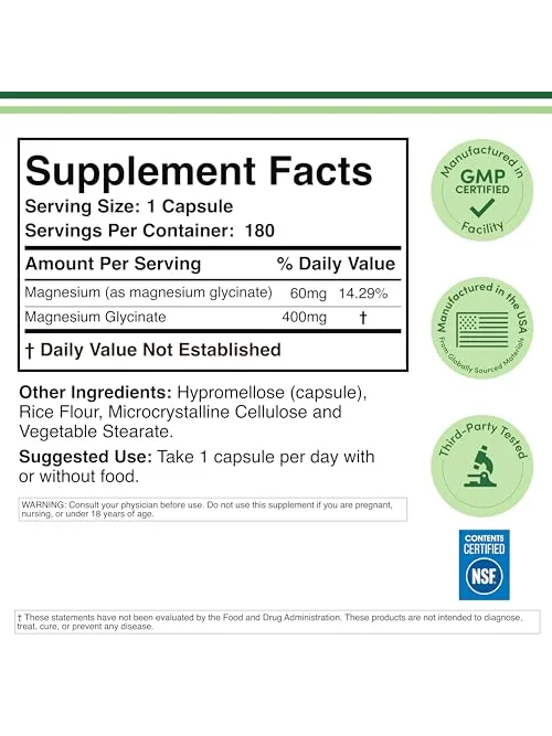 Double Wood Magnesium Glycinate 400 мг, 180 капсул — 2