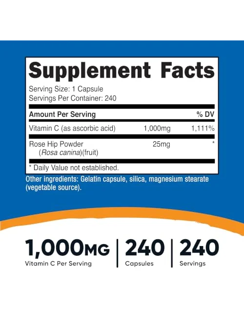 Витамин C с шиповником Nutricost 1025 мг, 240 капсул — 2