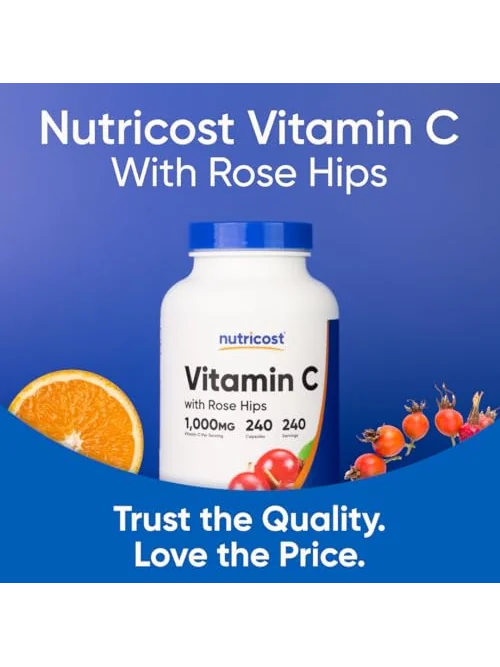 Витамин C с шиповником Nutricost 1025 мг, 240 капсул — 5