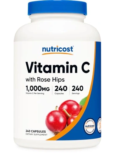Витамин C с шиповником Nutricost 1025 мг, 240 капсул