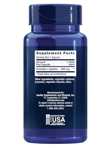 Life Extension NAC 600 мг, N-ацетилцистеин, 60 капсул — 2