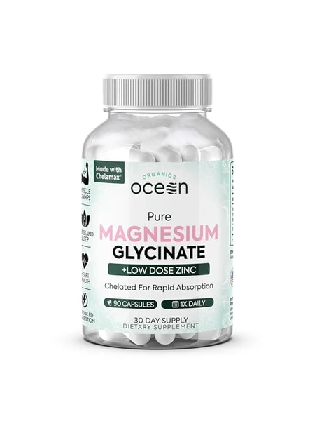 Магния глицинат с цинком Organics Ocean, 90 капсул