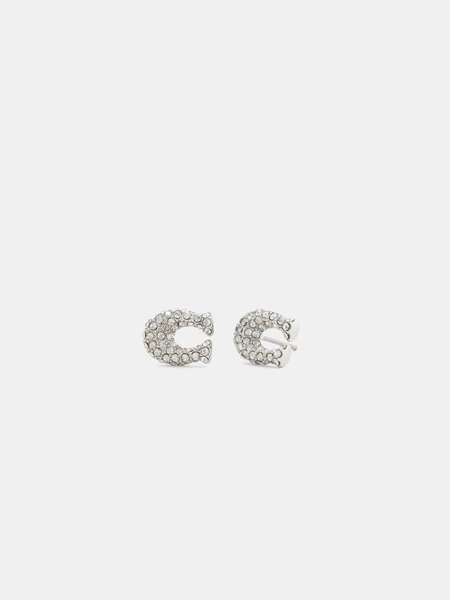 Серьги-пусеты Coach в форме буквы C с кристаллами
