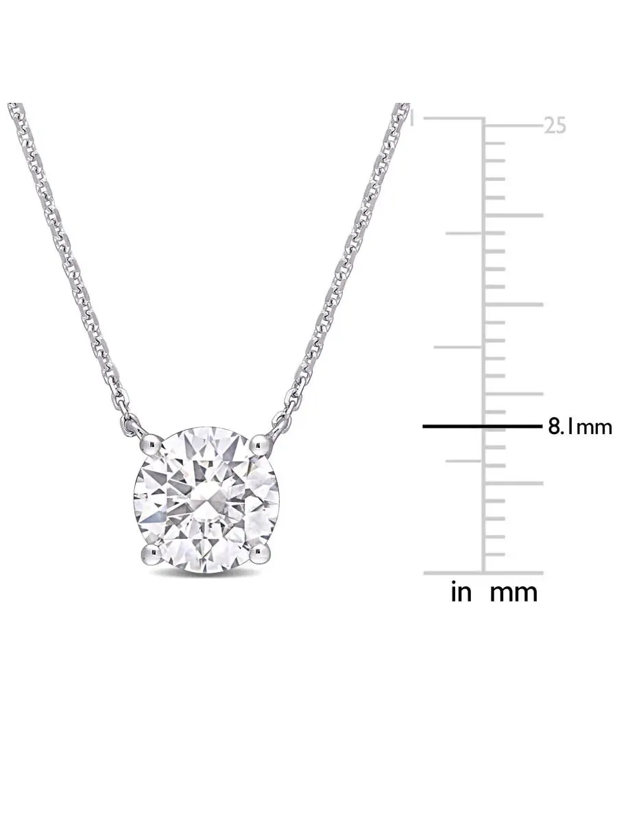 AMOUR 1 4/5 CT TGW Созданный Моиссанит Солитаир Подвеска с Цепочкой из Белого Золота 14K — изображение 2 из 4, оттенок белый