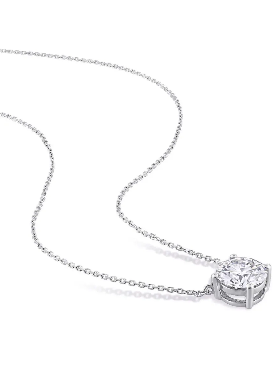 AMOUR 1 4/5 CT TGW Созданный Моиссанит Солитаир Подвеска с Цепочкой из Белого Золота 14K — изображение 3 из 4, оттенок белый
