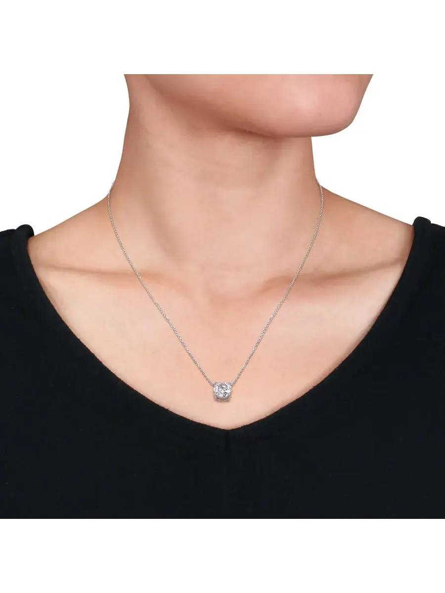 AMOUR 1 4/5 CT TGW Созданный Моиссанит Солитаир Подвеска с Цепочкой из Белого Золота 14K — изображение 4 из 4, оттенок белый