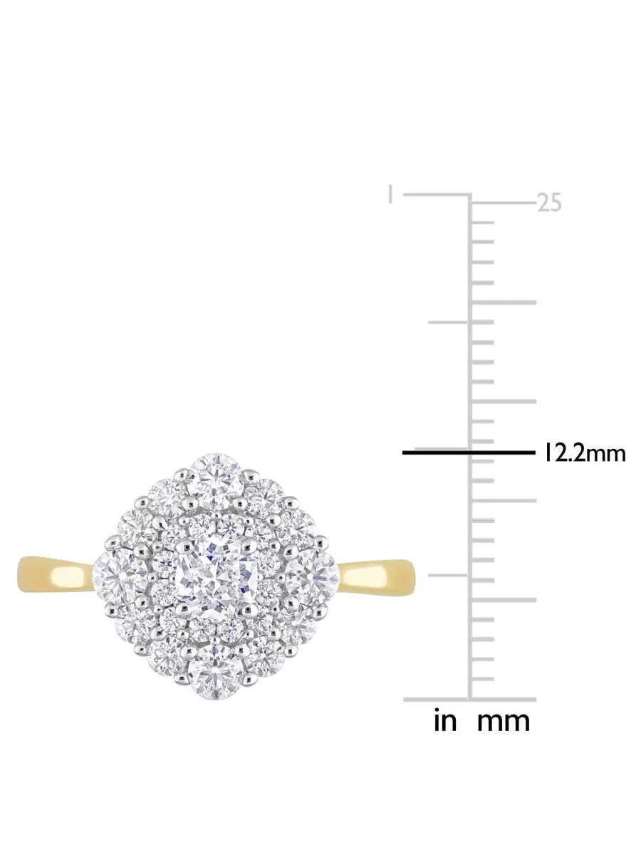 Amour 1 CT DEW Созданный Муссанит-Белое Модное Кольцо 10k Желтое Золото — изображение 3 из 5, оттенок белый