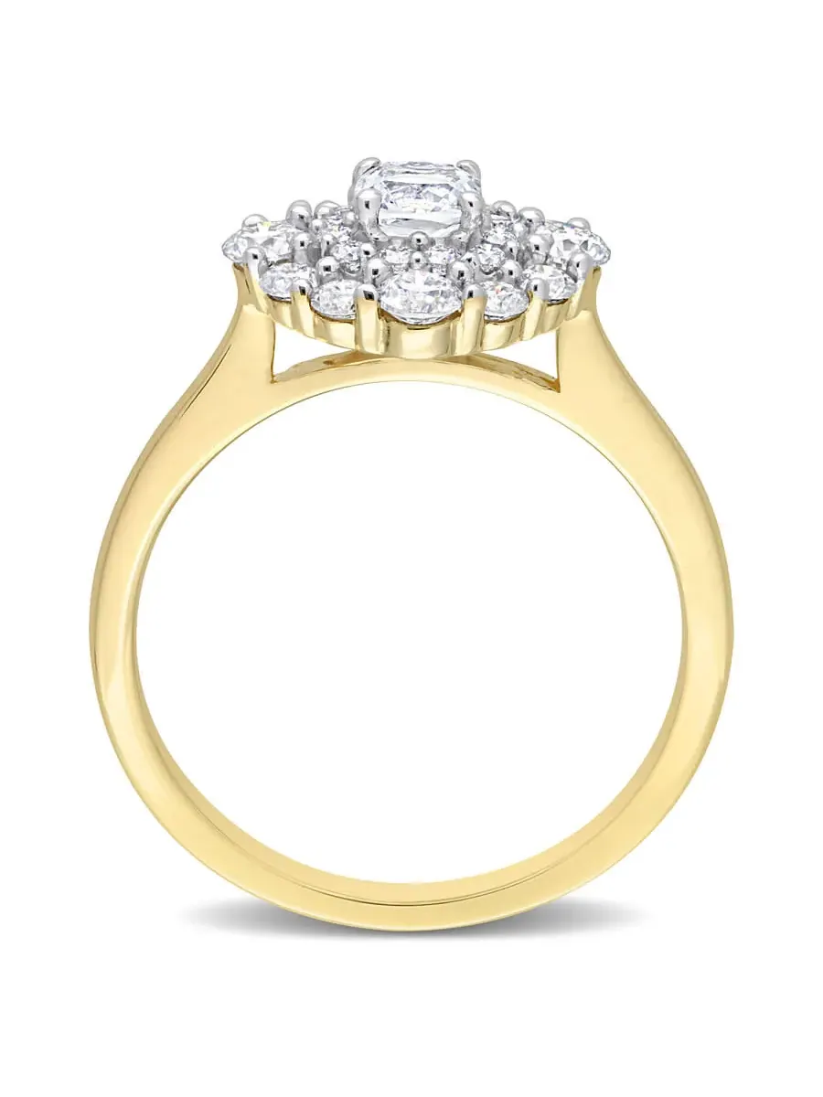 Amour 1 CT DEW Созданный Муссанит-Белое Модное Кольцо 10k Желтое Золото — изображение 4 из 5, оттенок белый