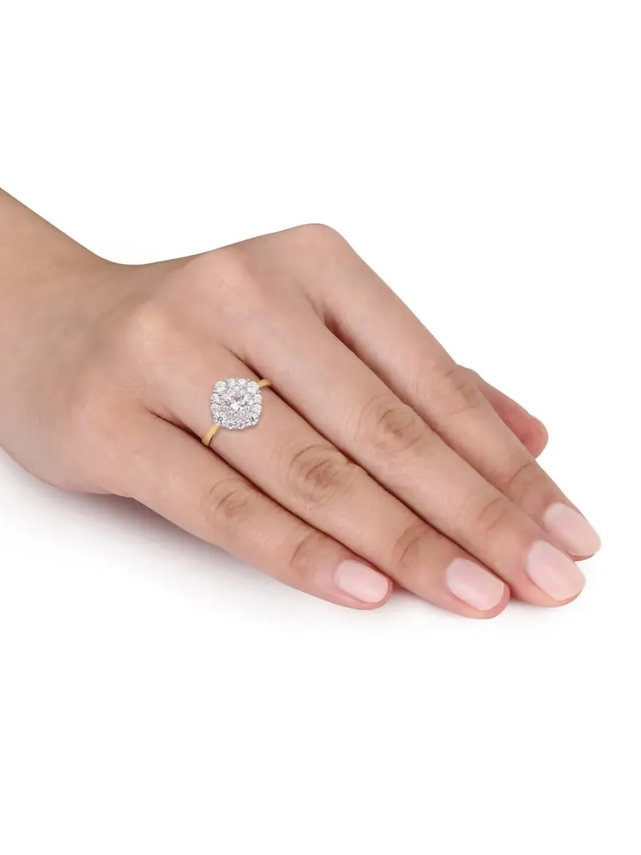 Amour 1 CT DEW Созданный Муссанит-Белое Модное Кольцо 10k Желтое Золото — изображение 5 из 5, оттенок белый