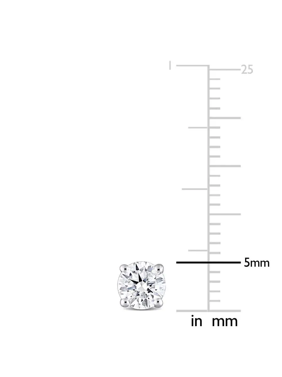 AMOUR 1 CT DEW Созданы серьги-студ с монодрагоценным камнем Моиссанит в 10-каратном белом золоте — изображение 2 из 3