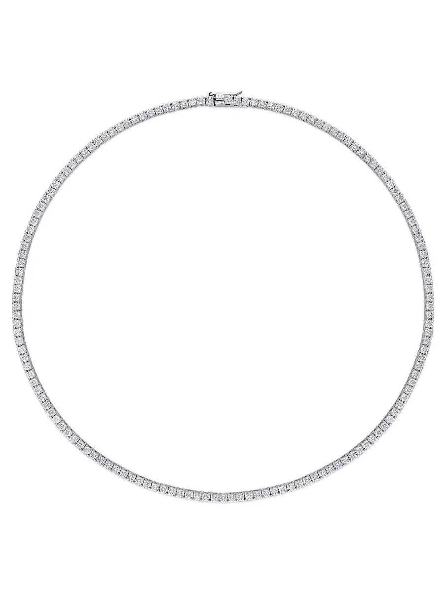 AMOUR 12 1/2 CT DEW Созданное колею Моиссанита теннисное ожерелье из стерлингового серебра — изображение 3 из 4