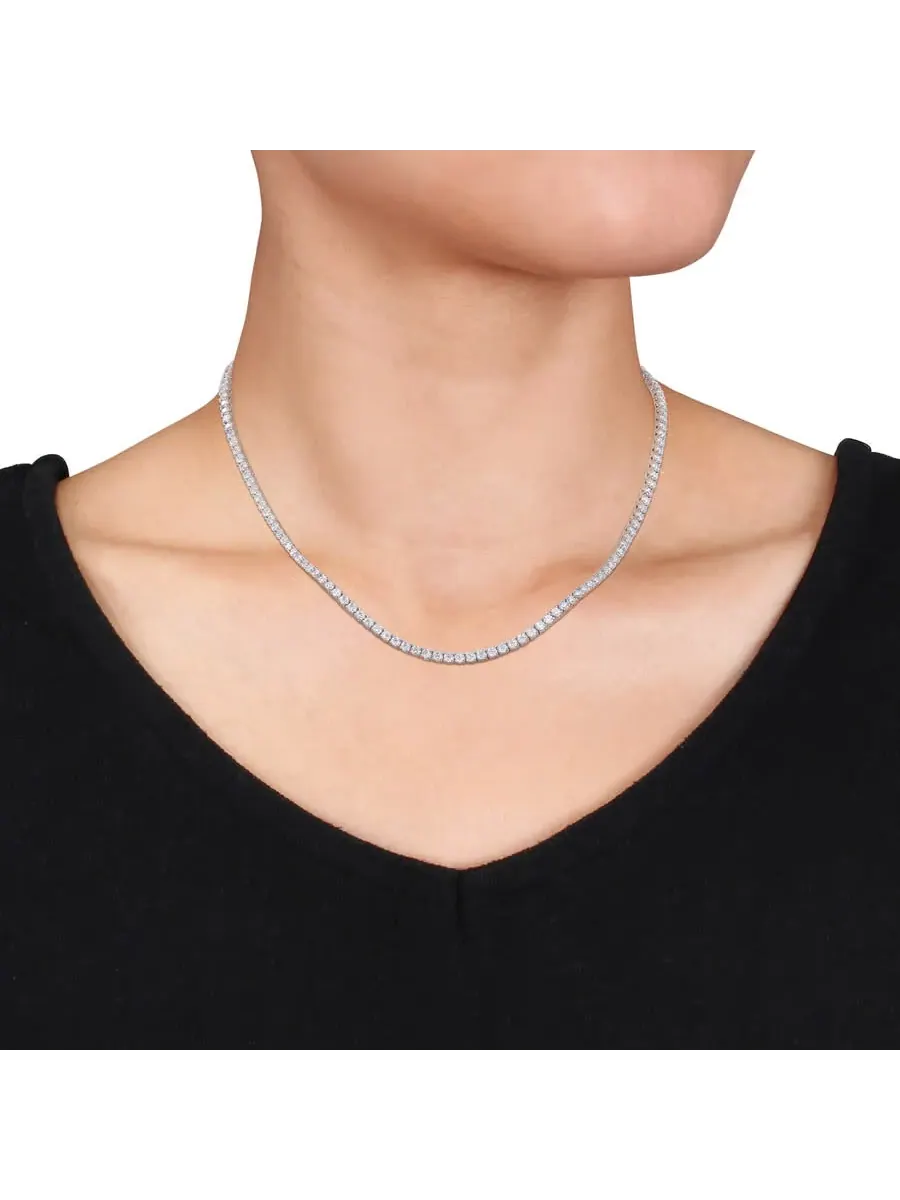 AMOUR 12 1/2 CT DEW Созданное колею Моиссанита теннисное ожерелье из стерлингового серебра — изображение 4 из 4
