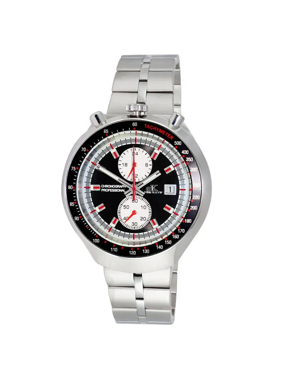 Мужские часы Adee Kaye Chronograph Quartz с черным циферблатом AK5562-MBK — черный