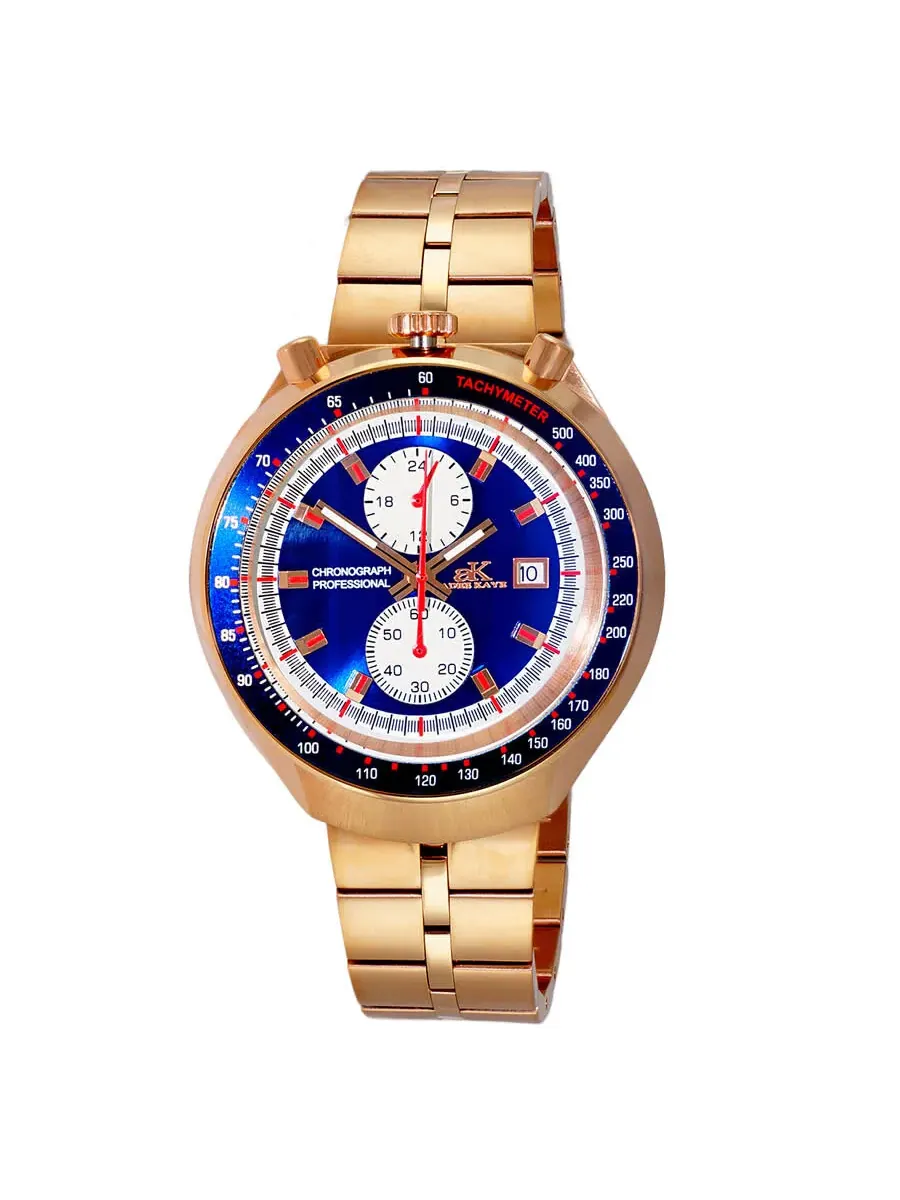 Мужские часы Adee Kaye Chronograph Quartz с синим циферблатом AK5562-MRGBU — синий