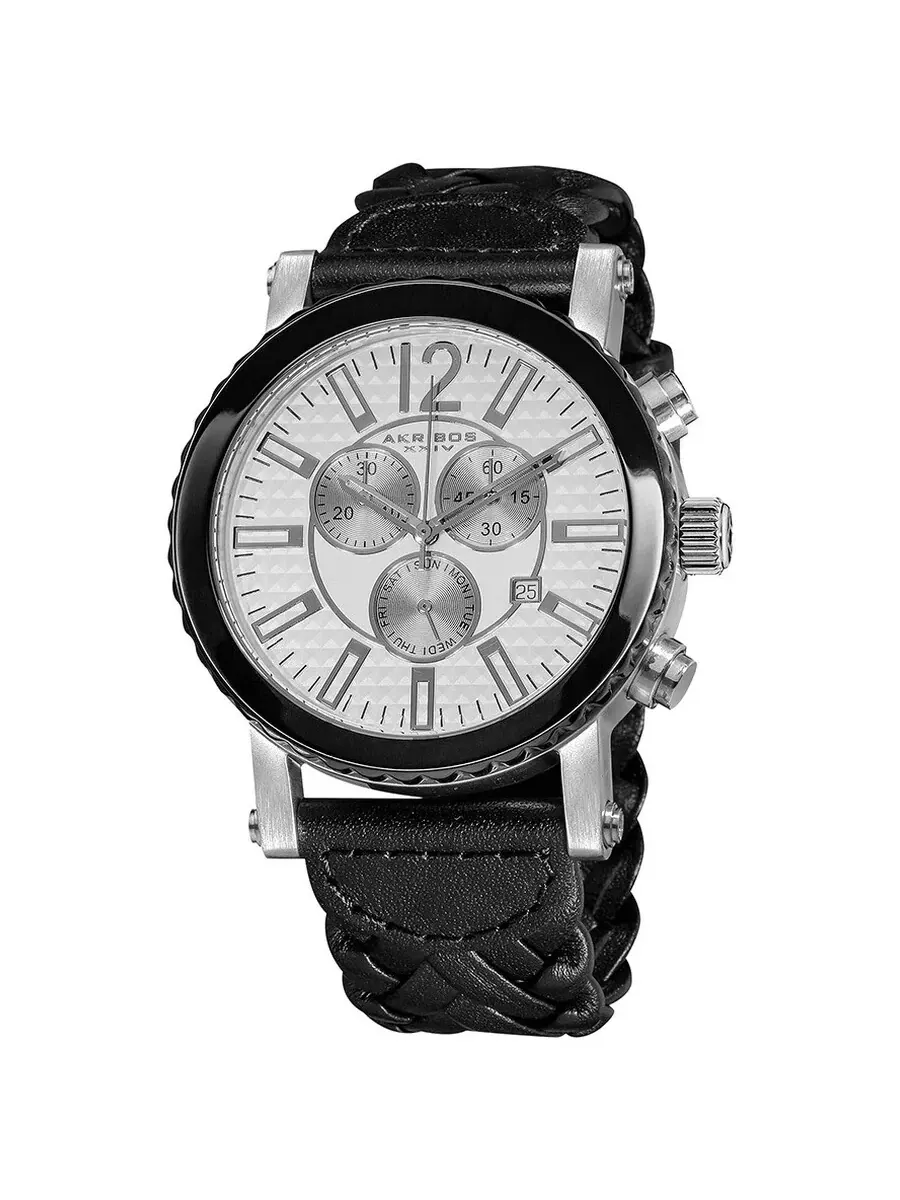 Мужские часы Akribos Chronograph с черным кожаным ремешком AK571BK Akribos XXIV — черный
