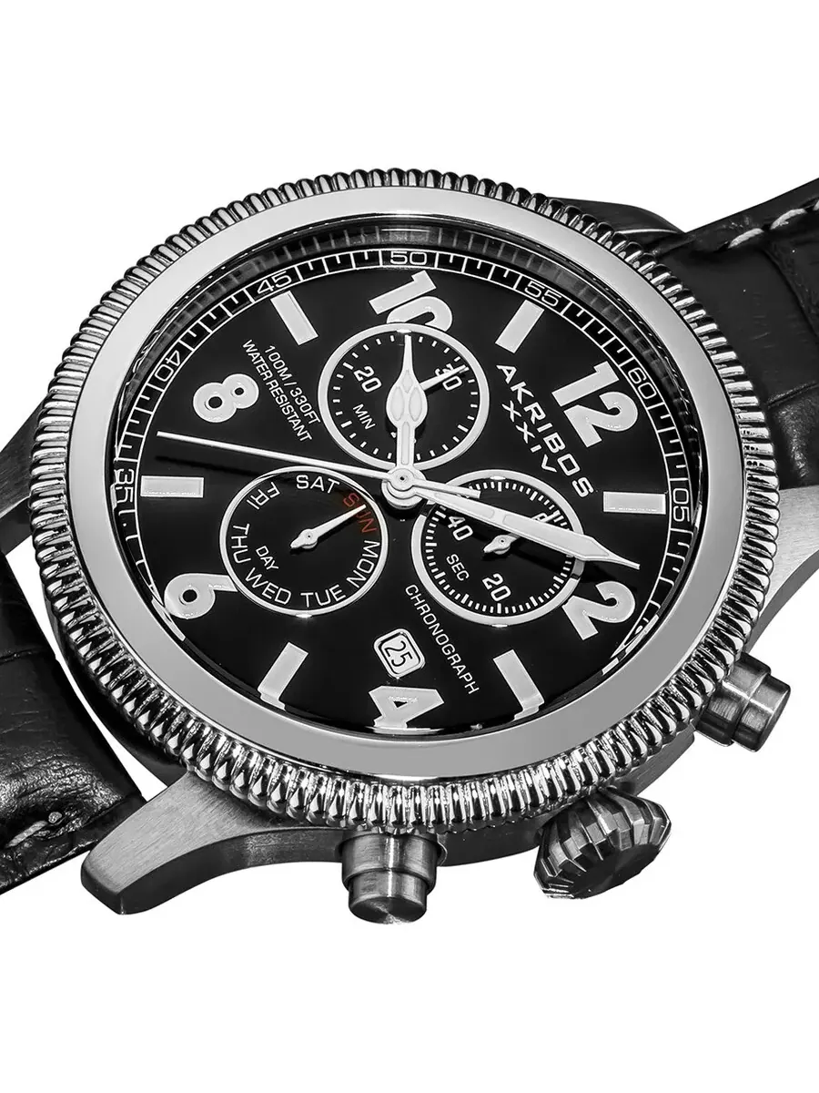 Мужские часы Akribos Ultimate Chronograph из нержавеющей стали AK575BK Akribos XXIV — изображение 2 из 4, оттенок серебряный