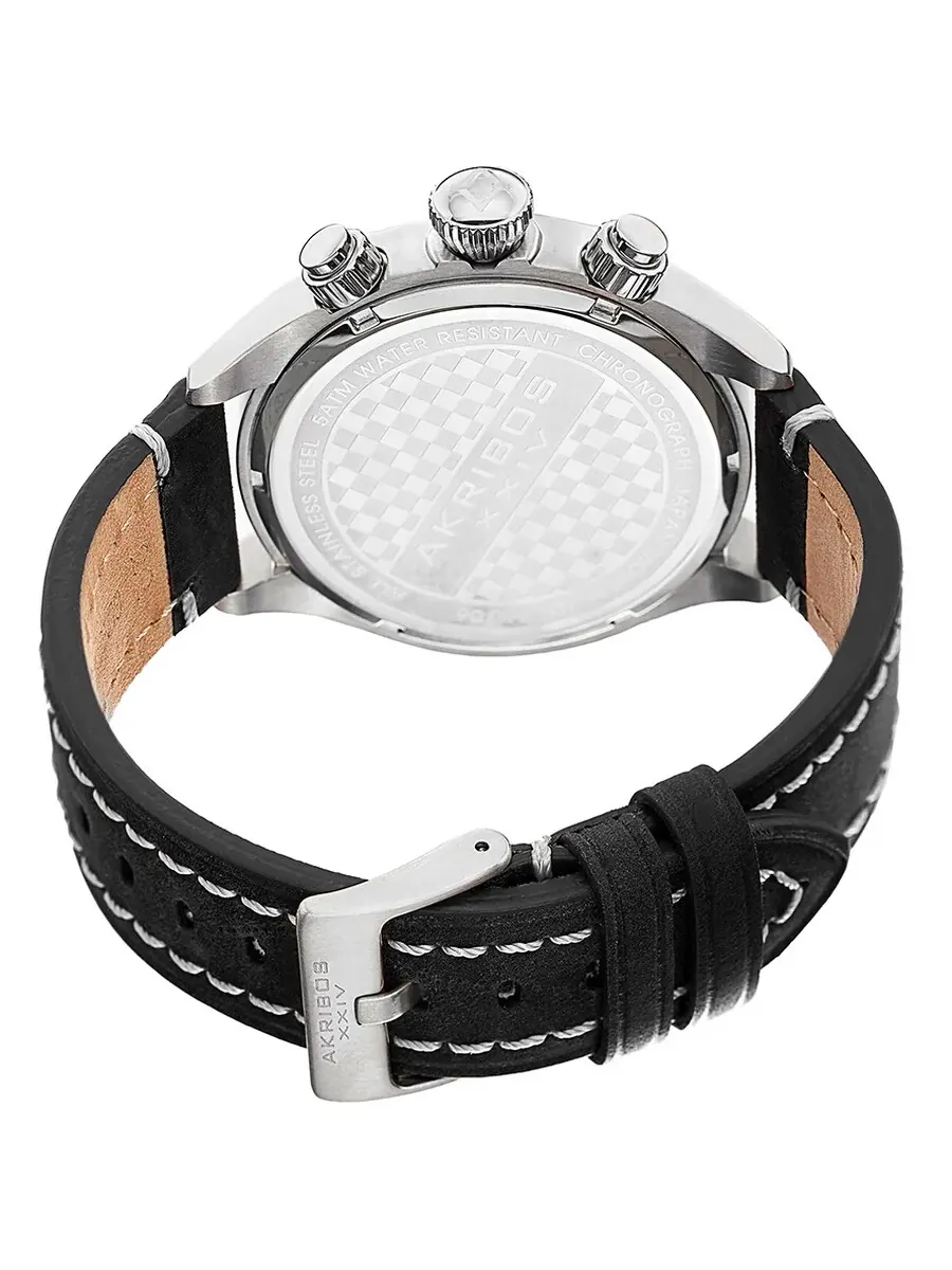 Мужские часы Akribos XXIV Essential Chronograph с черным циферблатом и корпусом из нержавеющей стали AK706SSB