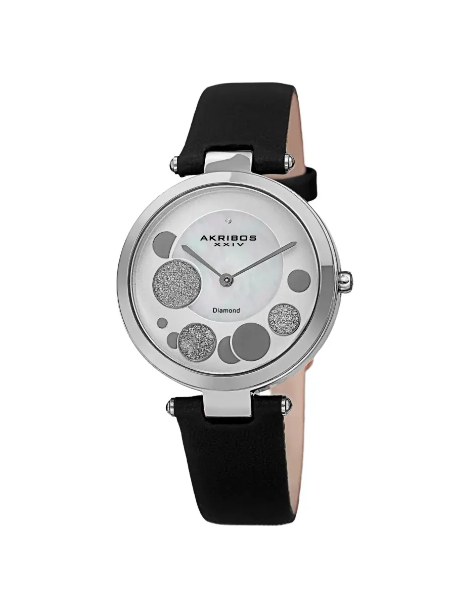Женские часы Akribos XXIV AK1069SSBK с кварцевым механизмом, белым циферблатом и бриллиантами