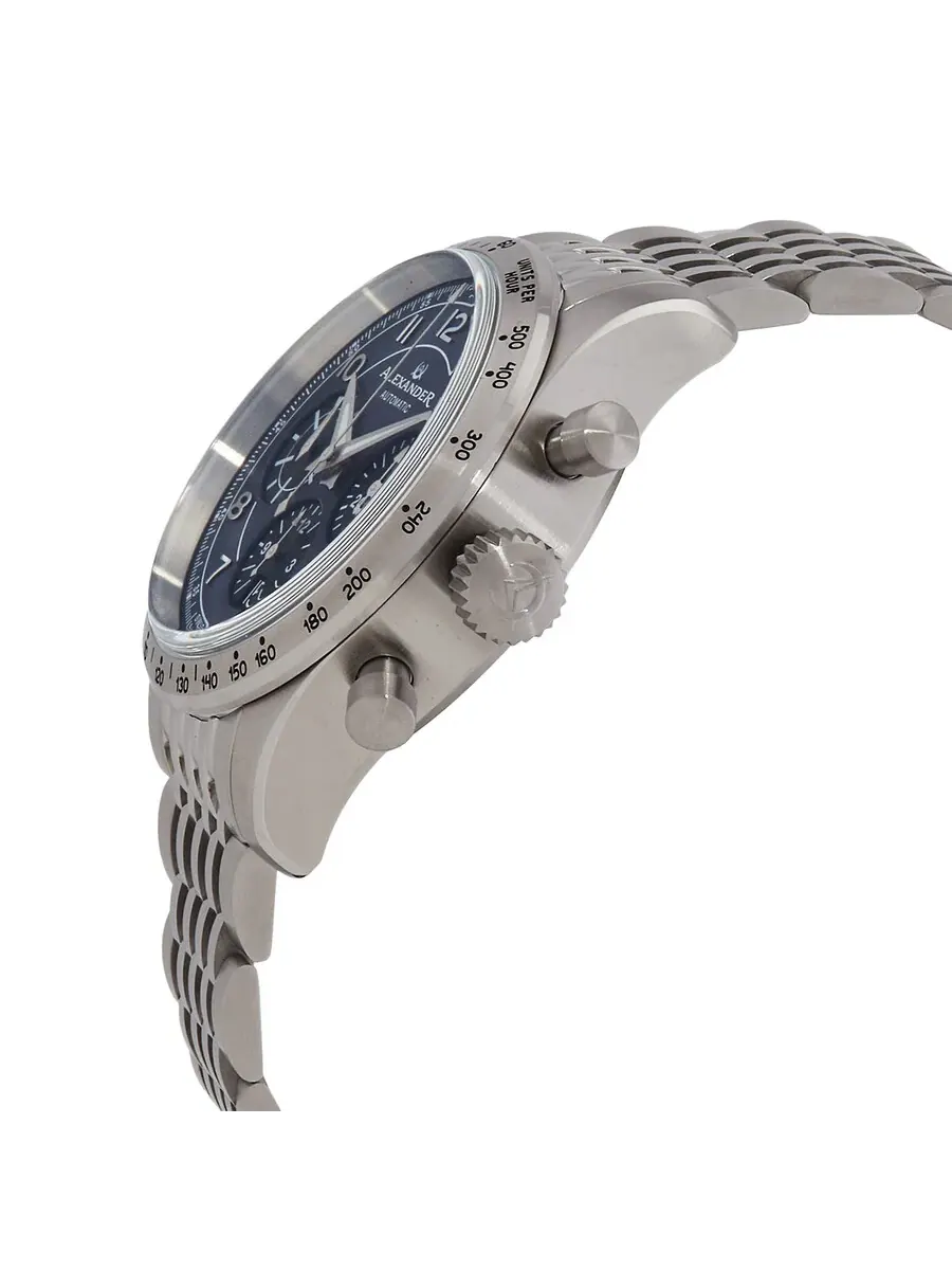 Мужские часы Alexander Alexander 2 Chronograph Automatic с синим циферблатом A480-LE — изображение 2 из 3, оттенок серебряный