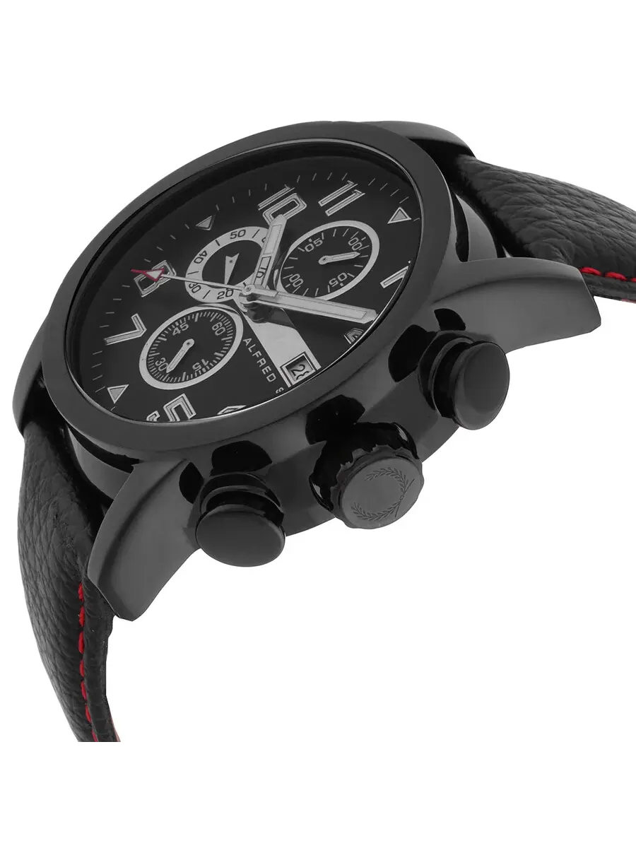 Мужские часы Alfred Sung Velox Chronograph Quartz с черным циферблатом AS1601BL-1A — изображение 2 из 3, оттенок черный
