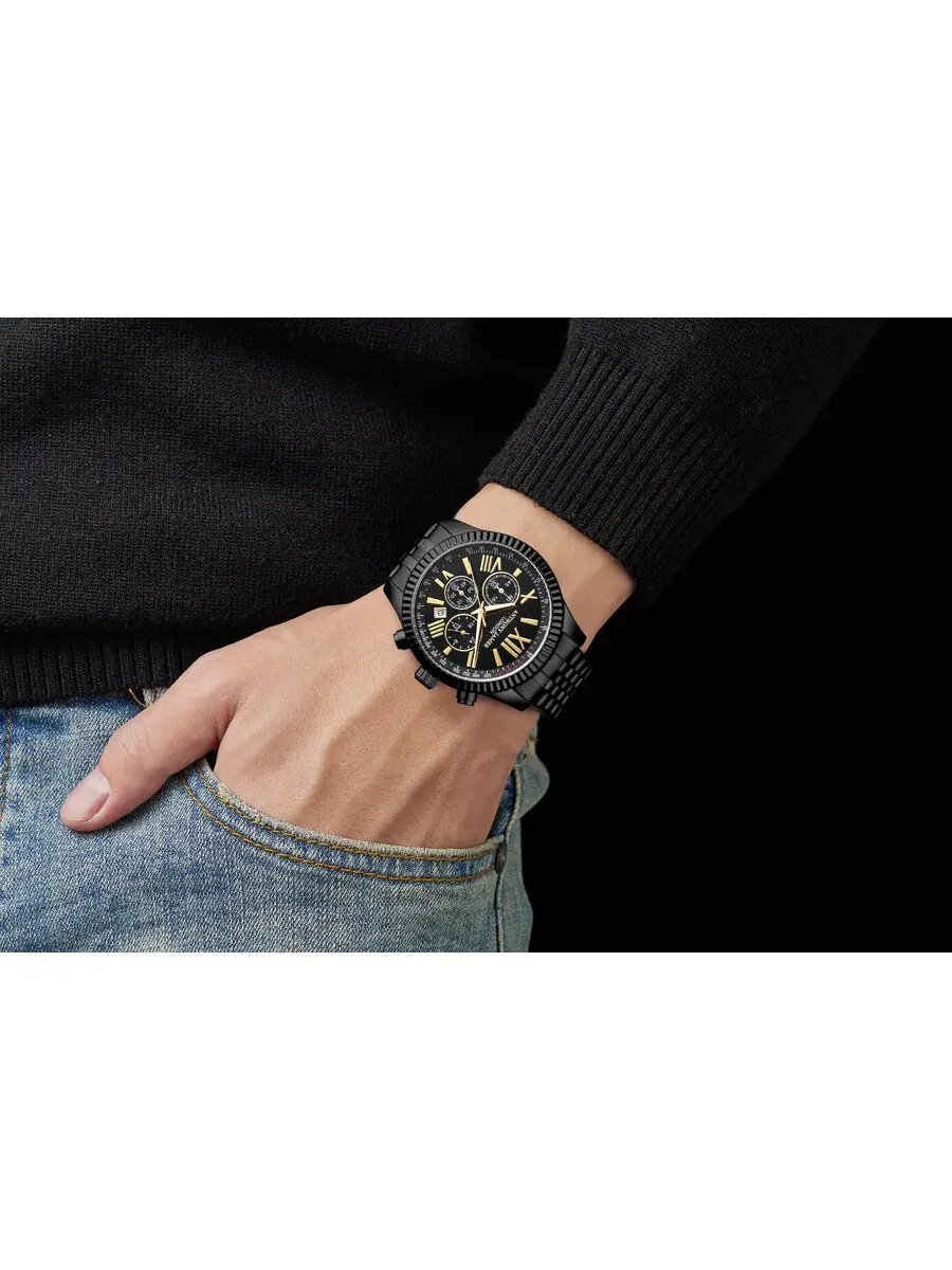 Мужские часы Anthony James Chrono Sports с черным циферблатом AJ012N2 — изображение 4 из 4, оттенок черный