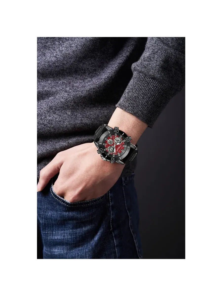 Мужские часы Anthony James Speedster Chronograph с красным циферблатом AJ017BN2 — изображение 2 из 4, оттенок черный