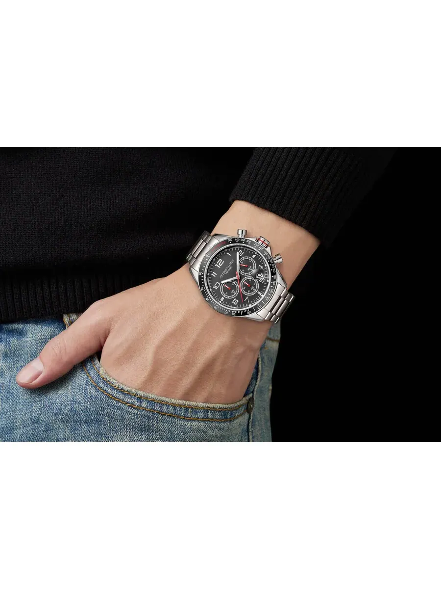 Мужские часы Anthony James Tachymeter Chrono с черным циферблатом AJ091 — изображение 4 из 4, оттенок черный