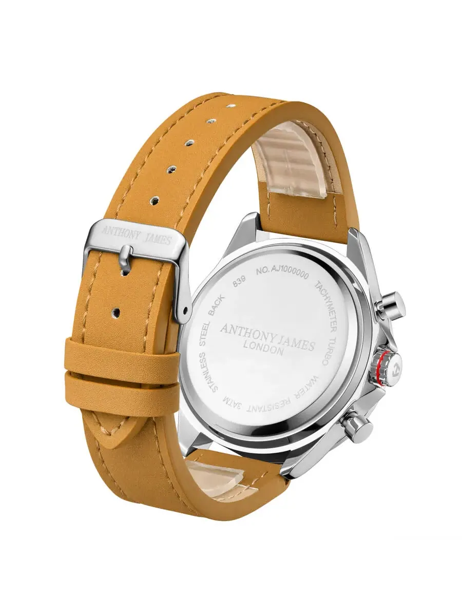 Мужские часы Anthony James Tachymeter с синим циферблатом AJ100 — изображение 3 из 4, оттенок черный