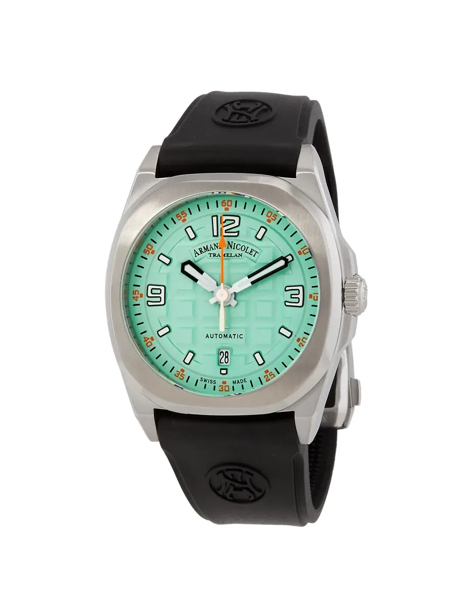 Мужские часы Armand Nicolet JH9 Automatic с голубым циферблатом Aqua Blue A660HAA-ZO-GG4710N — серебристый