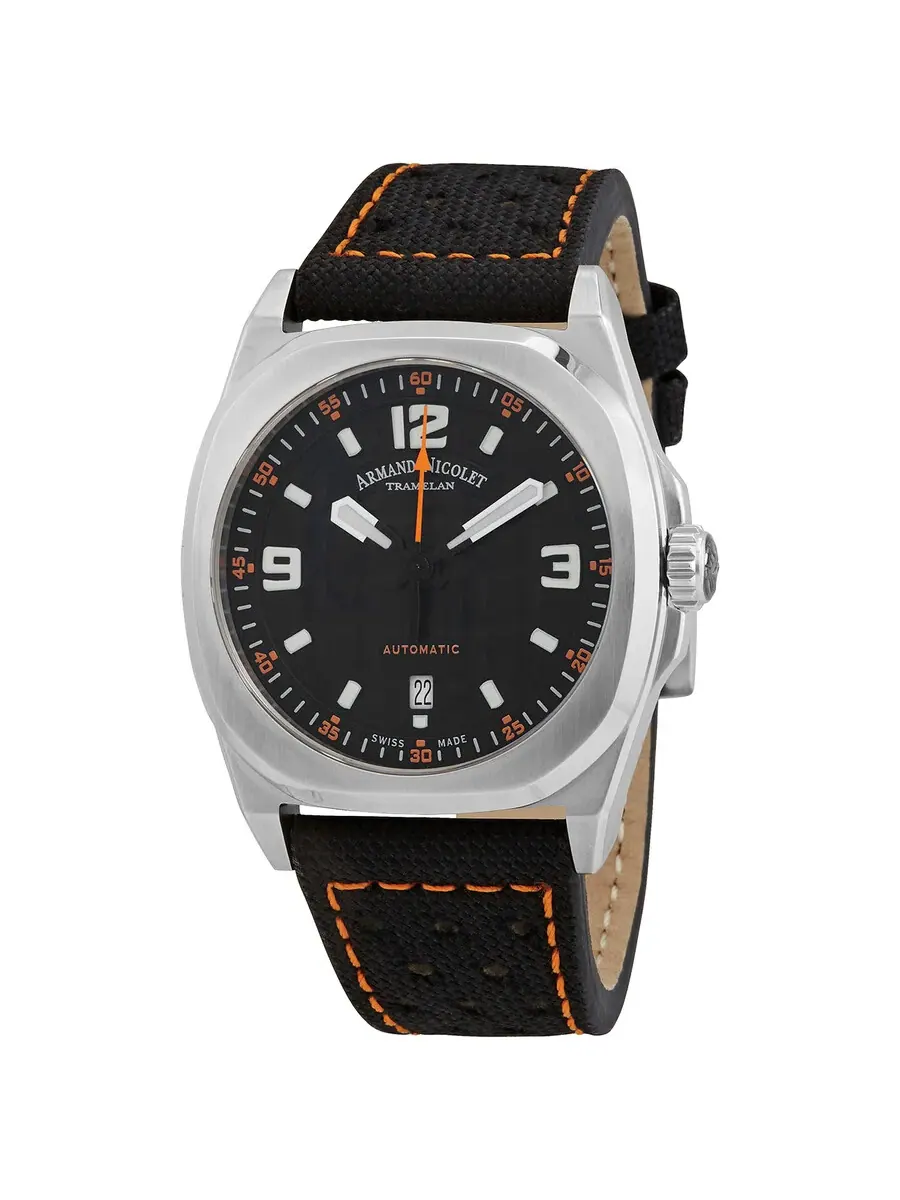 Мужские часы Armand Nicolet JH9 Automatic с черным циферблатом A660HAA-NO-P0668NO8 — серебристый