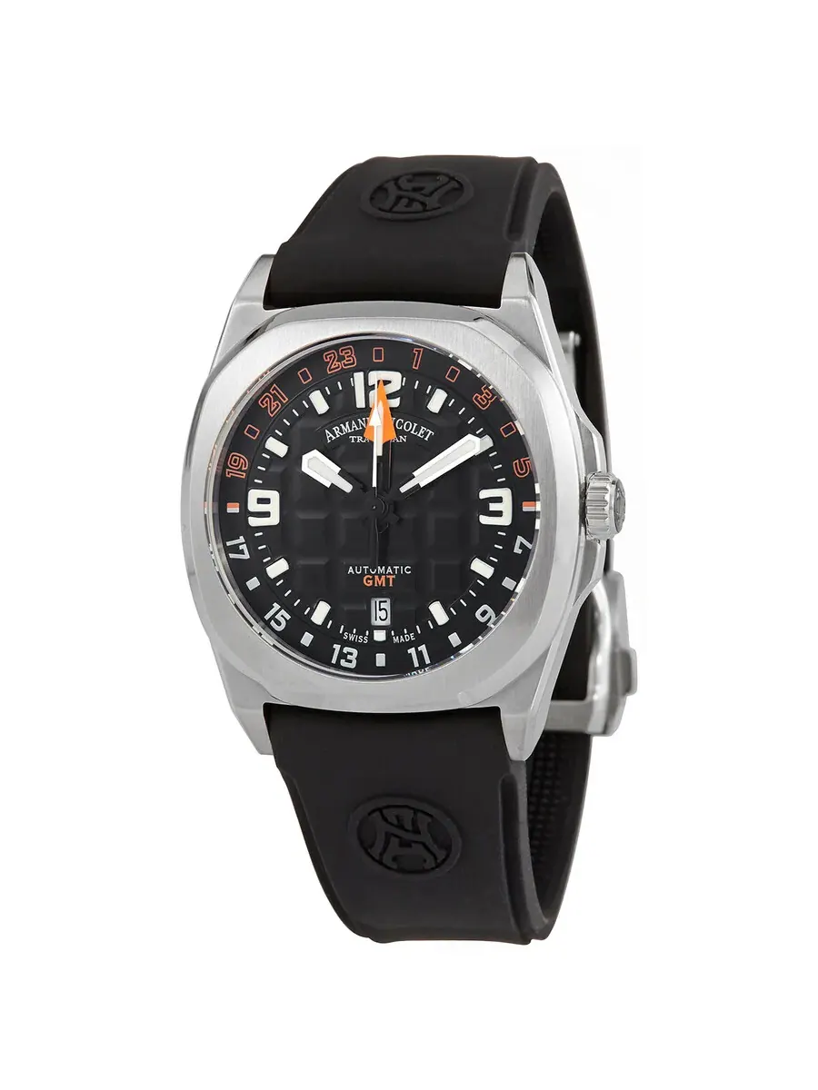 Мужские часы Armand Nicolet JH9 Automatic с черным циферблатом A663HAA-NO-GG4710N — серебристый