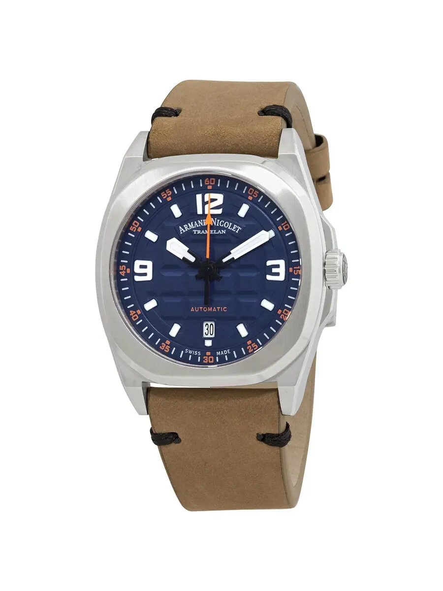 Мужские часы Armand Nicolet JH9 Automatic с синим циферблатом A660HAA-BO-PK4140CA — серебристый