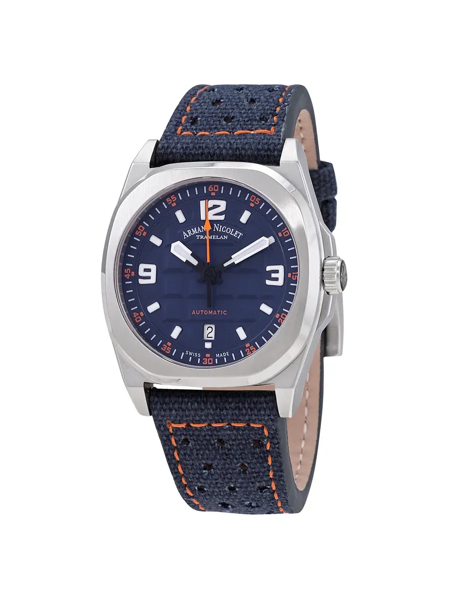 Мужские часы Armand Nicolet JH9 Automatic с темно-синим циферблатом A660HAA-BO-P0668BO8 — серебристый