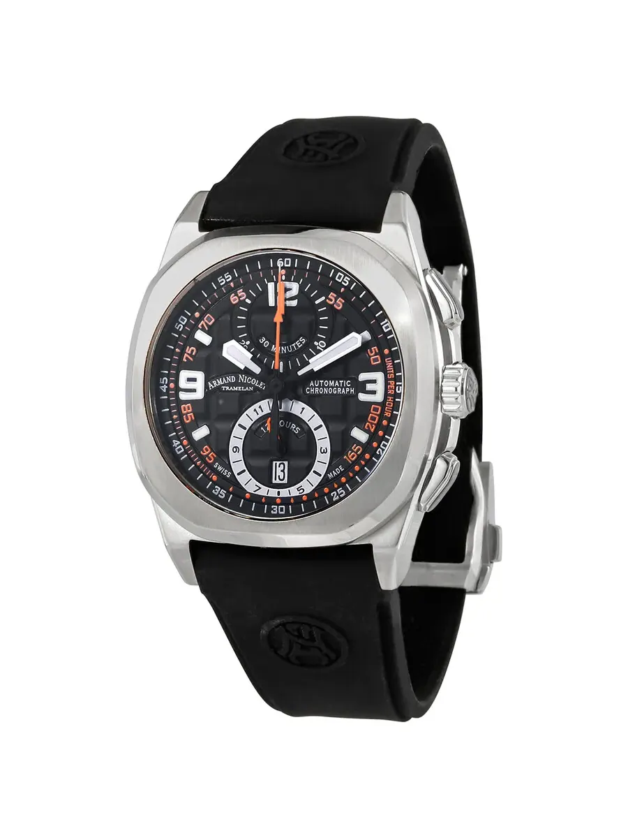 Мужские часы Armand Nicolet JH9 Chronograph Automatic с черным циферблатом A668HAA-NO-GG4710N — серебристый